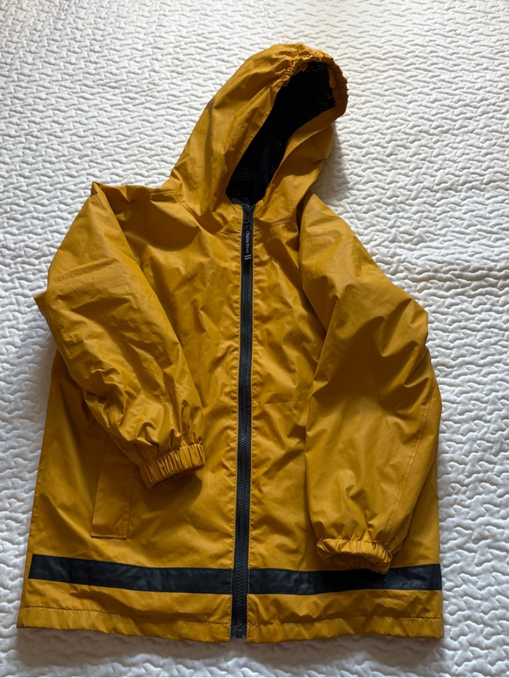 Charles River Classic Yellow Hooded Rain Jacket with Navy Trim Kids S7/8